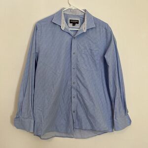 Johnston and Murphy M Button Down Shirt Medium Blue Excellent Condition Cotton